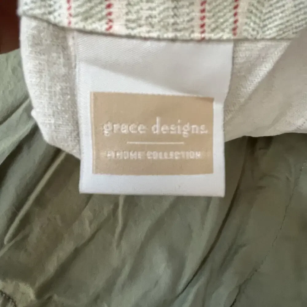 Grace Designs Green Linen Blend Green Striped Pillowcases King Size